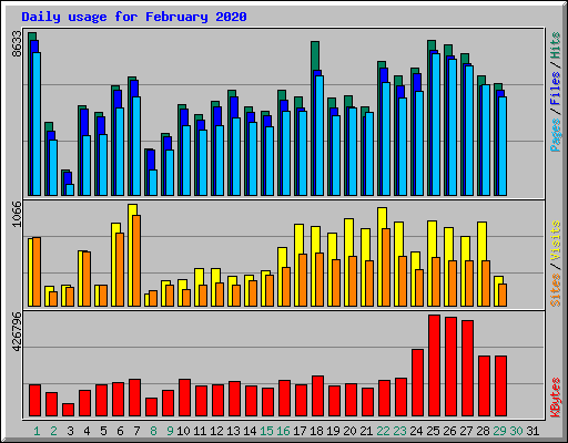 Daily usage for February 2020
