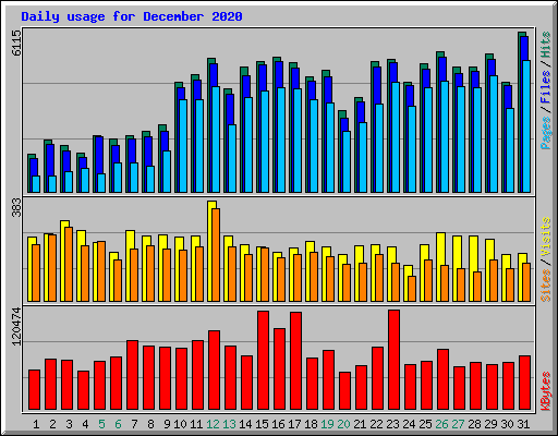 Daily usage for December 2020