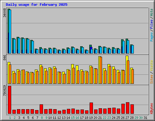 Daily usage for February 2025